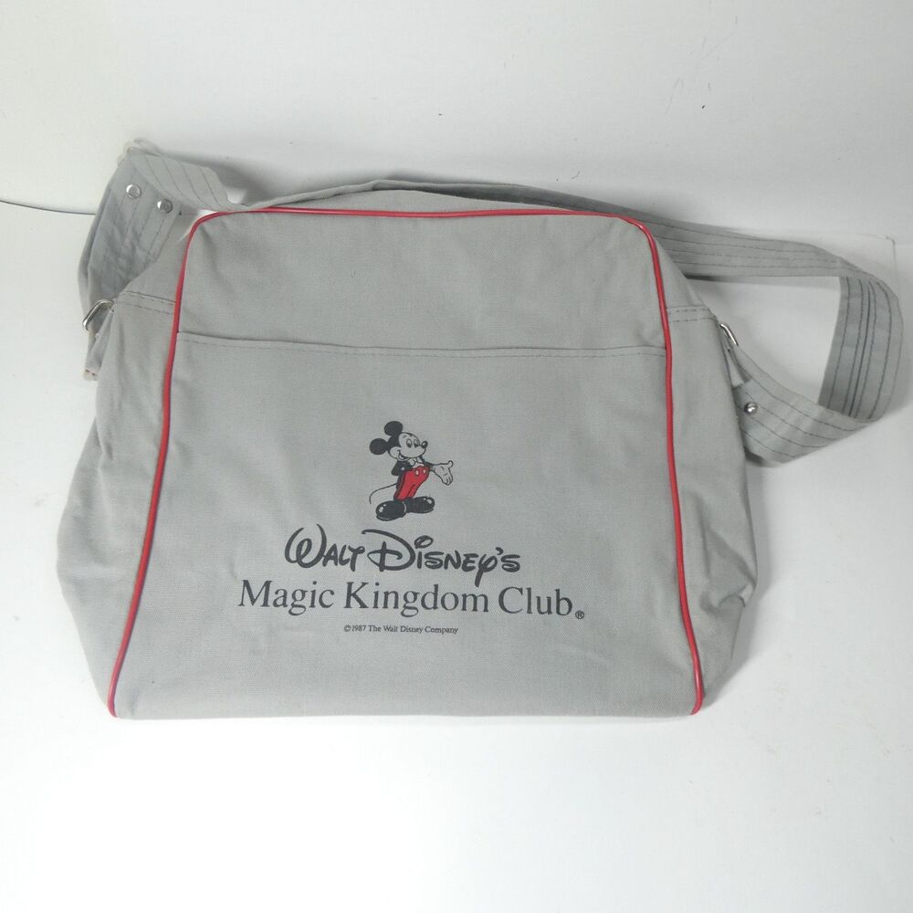 Walt Disney's Magic Kingdom Club Zippered Tote Bag Gray Red 1987 Vintage